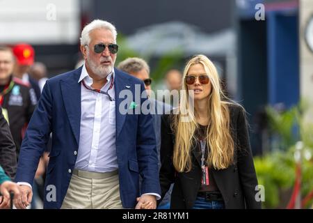 Lawrence Stroll (CAN) - CEO Aston Martin F1 an his wife.during Pre Race on Sunday 18th June - FORMULA 1 PIRELLI GRAND PRIX DU CANADA 2023 - from 15th to 18th June 2023 at Circuit Gilles Villeneuve, Montreal, Quebec, Canada Stock Photo
