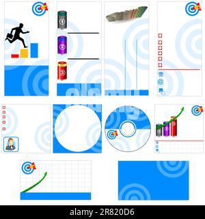 Business stationary template -  brochure design, CD cover design and business card design in one package and fully editable. Stock Vector