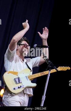 Newport, UK. 18th June, 2023. Irish singer-songwriter Niall Horan, and former member of British boy band One Direction performing live on stage at Isle of White Festival. (Photo by Dawn Fletcher-Park/SOPA Images/Sipa USA) Credit: Sipa USA/Alamy Live News Stock Photo