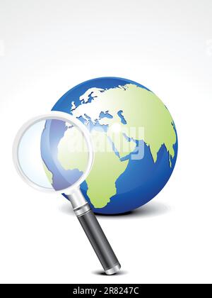 abstract search icon with globe vector illustration Stock Vector