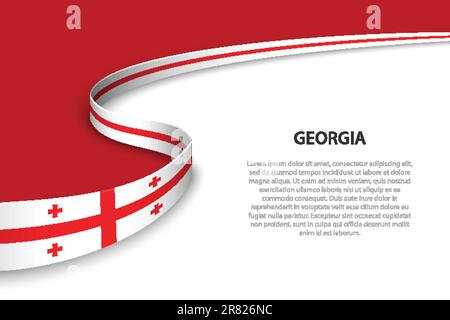 Wave flag of Georgia with copyspace background. Banner or ribbon vector template Stock Vector