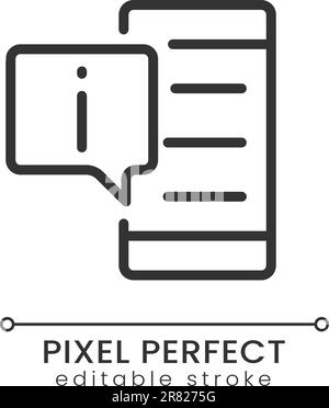 Get info from phone pixel perfect linear icon Stock Vector