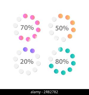 Radial gradient progress infographic chart design template set Stock Vector