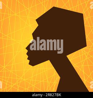 African woman face silhouette, stylized vector portret Stock Vector