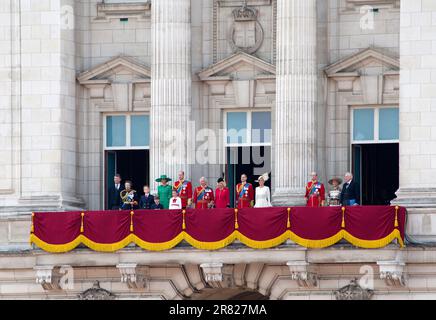 Royal Family On Balcony Buckingham Palace After Trooping The Colour Color London England Stock Photo