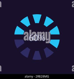 Loader bar infographic chart design template for dark theme Stock Vector