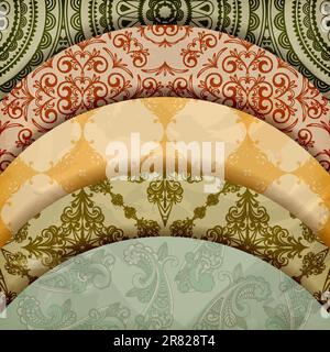 vector floral patterns, vintage retro style, gradient mesh, eps 10 Stock Vector