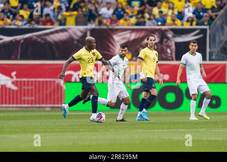 Moises Caicedo (23) of Ecuador controls ball during friendly game against Bolivia on Red Bull Arena in Harrison New Jersey on June 17, 2023 Stock Photo