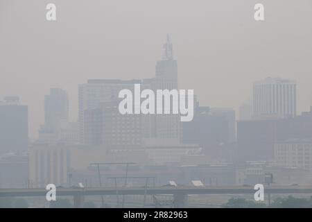 St. Paul, Minnesota. Because of the wildfires in Canada the smoke has given Minnesota the worst air in the United States. The smoke was near the worst Stock Photo
