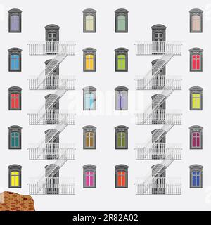 emergency exit ladder, abstract vector art illustration Stock Vector