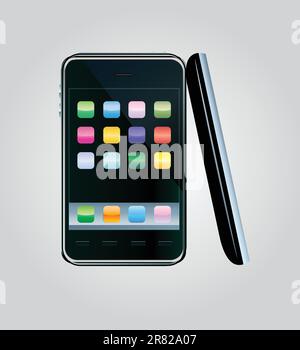 High detailed photorealistic vector illustration of touchscreen smartphone Stock Vector