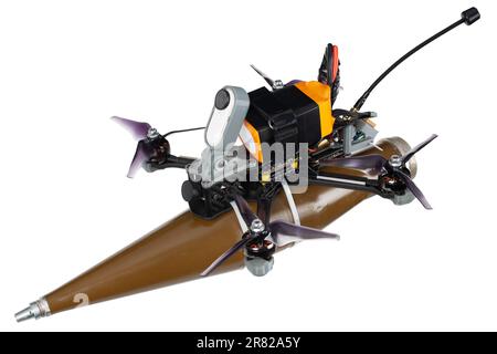 FPV drone with anti tank RPG warhead - lowcost loitering munition for ...