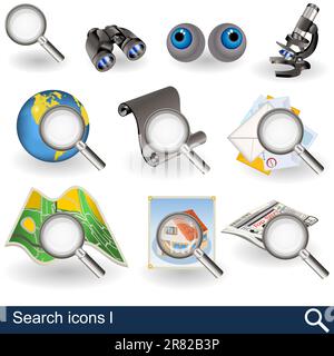 Vector collection of search icons Stock Vector