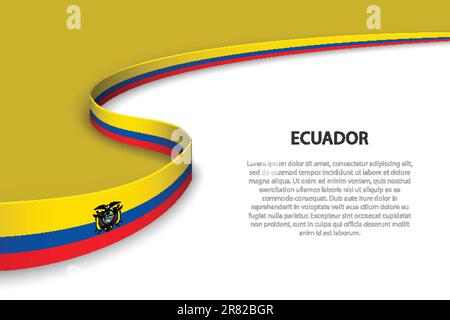 Wave flag of Ecuador with copyspace background. Banner or ribbon vector template Stock Vector
