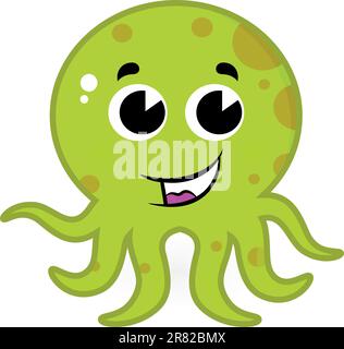 Cartoon octopus isolated on white. Vector Stock Vector