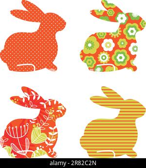 Easter abstract bunny collection. Vector Stock Vector