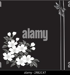 Flowers on a black background, floral greeting card, floral frame Stock Vector