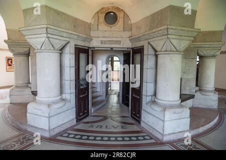 Budapest, Hungary – May 21, 2023. Interior view of the Elizabeth Lookout tower on Janos Hill (Janos-hegy) in Budapest, Hungary. View of the circular e Stock Photo