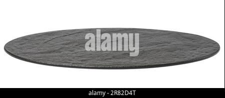 Empty black oval board for serving food on a white isolated background Stock Photo