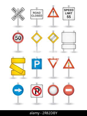 danger road signs set Stock Vector