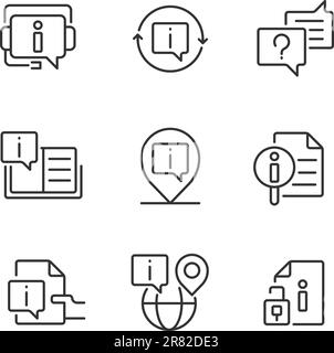 Frequently asked questions pixel perfect linear icons set Stock Vector