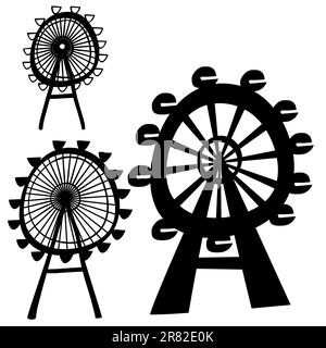 Illustration of the ferris wheel. This file is vector, can be scaled to any size without loss of quality. Stock Vector