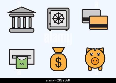 finance and bank icons - vector icon set Stock Vector