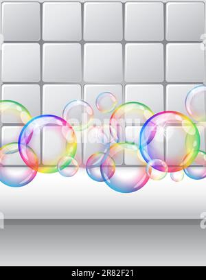 Vector illustration - soap bubbles background. Eps10 vector file, contains transparent objects and opacity mask. Stock Vector