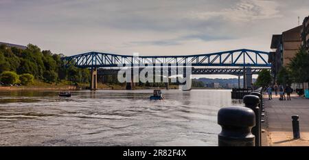 The Queen Elizabeth II Bridge, it carries the Tyne and Wear Metro between Newcastle upon Tyne and Gateshead over the River Tyne in North East England. Stock Photo