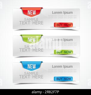 banner on the product description with a space for text Stock Vector