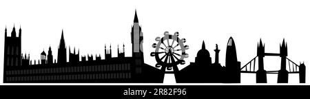 Illustration of the London skyline in grunge style. This file is vector, can be scaled to any size without loss of quality. Stock Vector