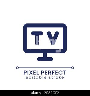 Television pixel perfect linear ui icon Stock Vector