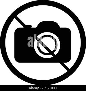 No cameras allowed flat vector illustration in black for labs, stores, offices and tourists spot. Stock Vector