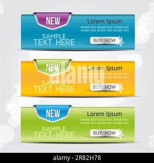 banner on the product description with a space for text Stock Vector