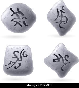Runic Stones with Magical Spells. Set number Three on white Stock Vector