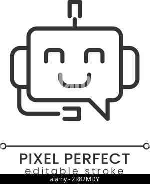 Support chatbot pixel perfect linear icon Stock Vector
