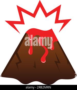 Island volcano with lava isolated on white Stock Vector