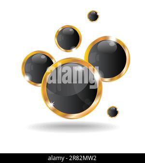 Illustration golden speech bubbles isolated on white background - vector Stock Vector