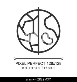 Stop Earth desertification pixel perfect linear icon Stock Vector