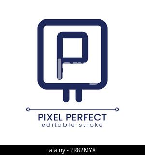 Parking space pixel perfect linear ui icon Stock Vector