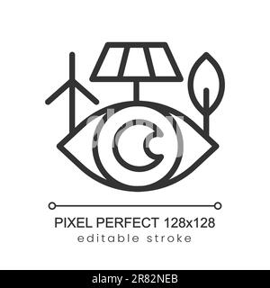 Control of power generation pixel perfect linear icon Stock Vector