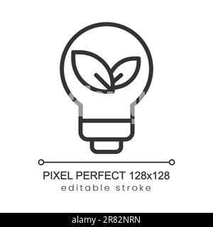 Eco friendly electricity pixel perfect white linear icon for dark theme ...
