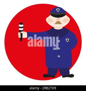The policeman holds a staff in a hand Stock Vector
