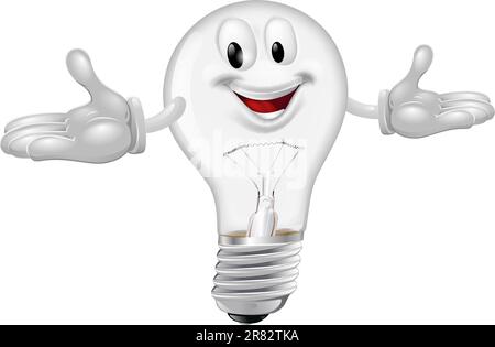 Illustration of a cute light bulb mascot smiling Stock Vector