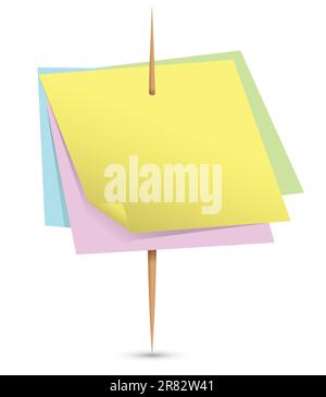 Blank colorful paper notes on a toothpick. Vector illustration Stock Vector