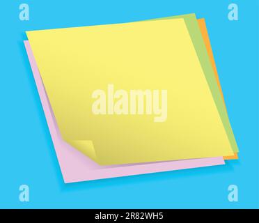 Blank colorful note papers on blue background. Vector illustration Stock Vector