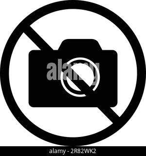 No cameras allowed flat vector illustration in black for labs, stores, offices and tourists spot. Stock Vector