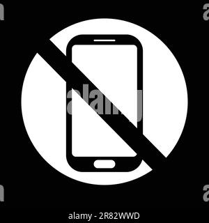 No phones allowed in black and white flat single illustration to stop poeple from using mobile phones. Stock Vector