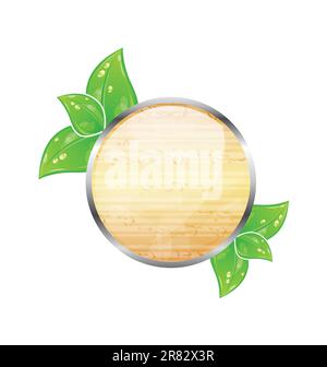 Wooden board template with nature leaves illustration Stock Vector ...