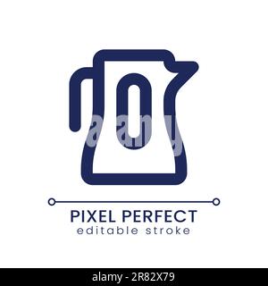 Electric kettle pixel perfect linear ui icon Stock Vector